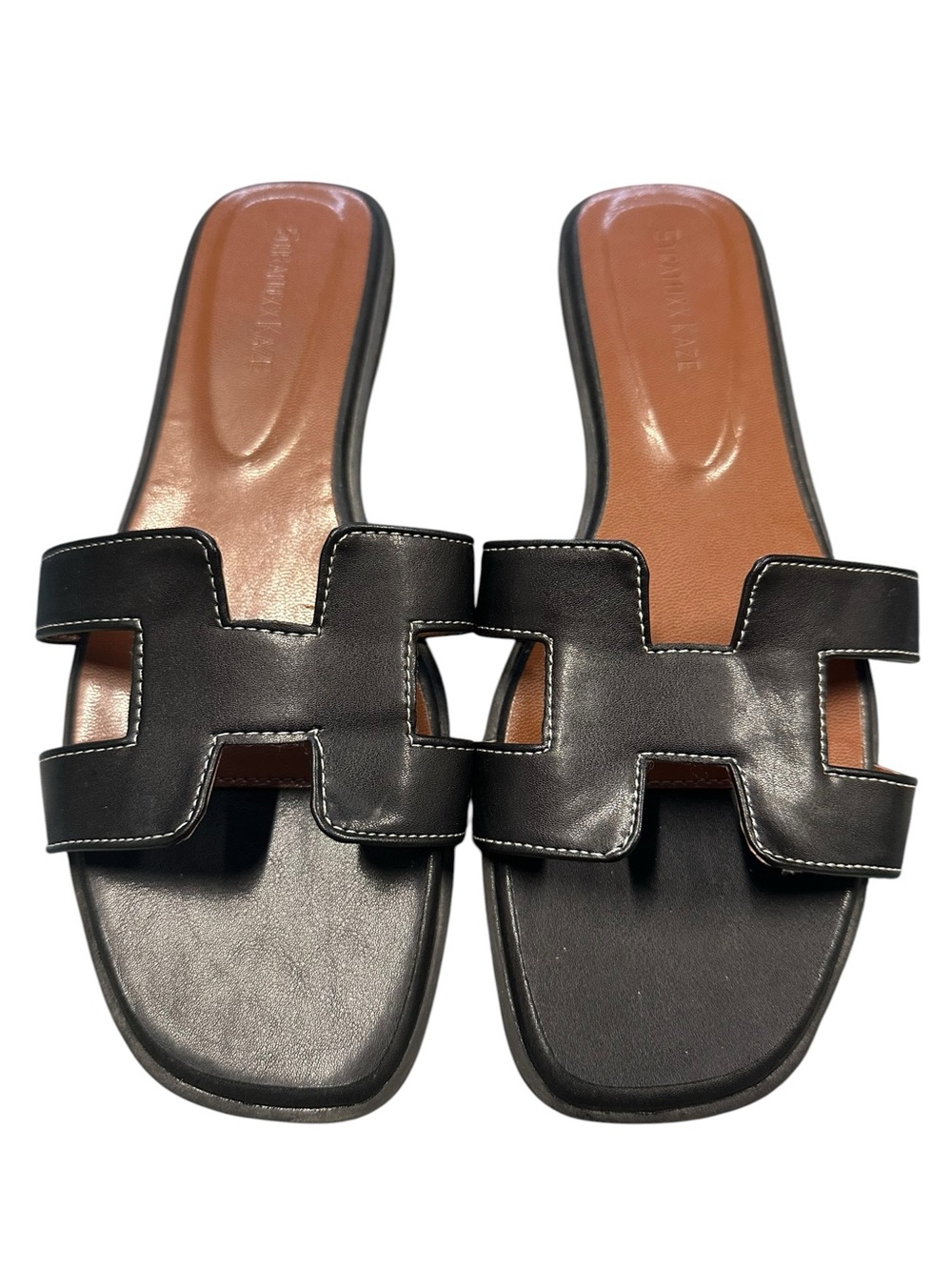 Stratuxx Kaze Black H Cutout Slide Sandals Women’s Size 8 Minimal Chic